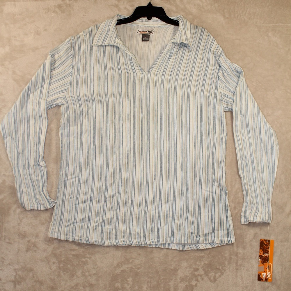 Urban Up Pipeline Mens Long Sleeve Shirt Striped Size Large Multicolor